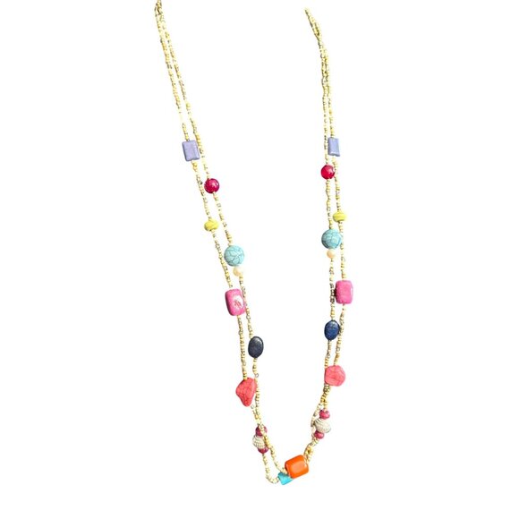 Chico's Necklace Jewlery Statement 41" Adjustable Multicolor Beaded Multilayered - Picture 3 of 6